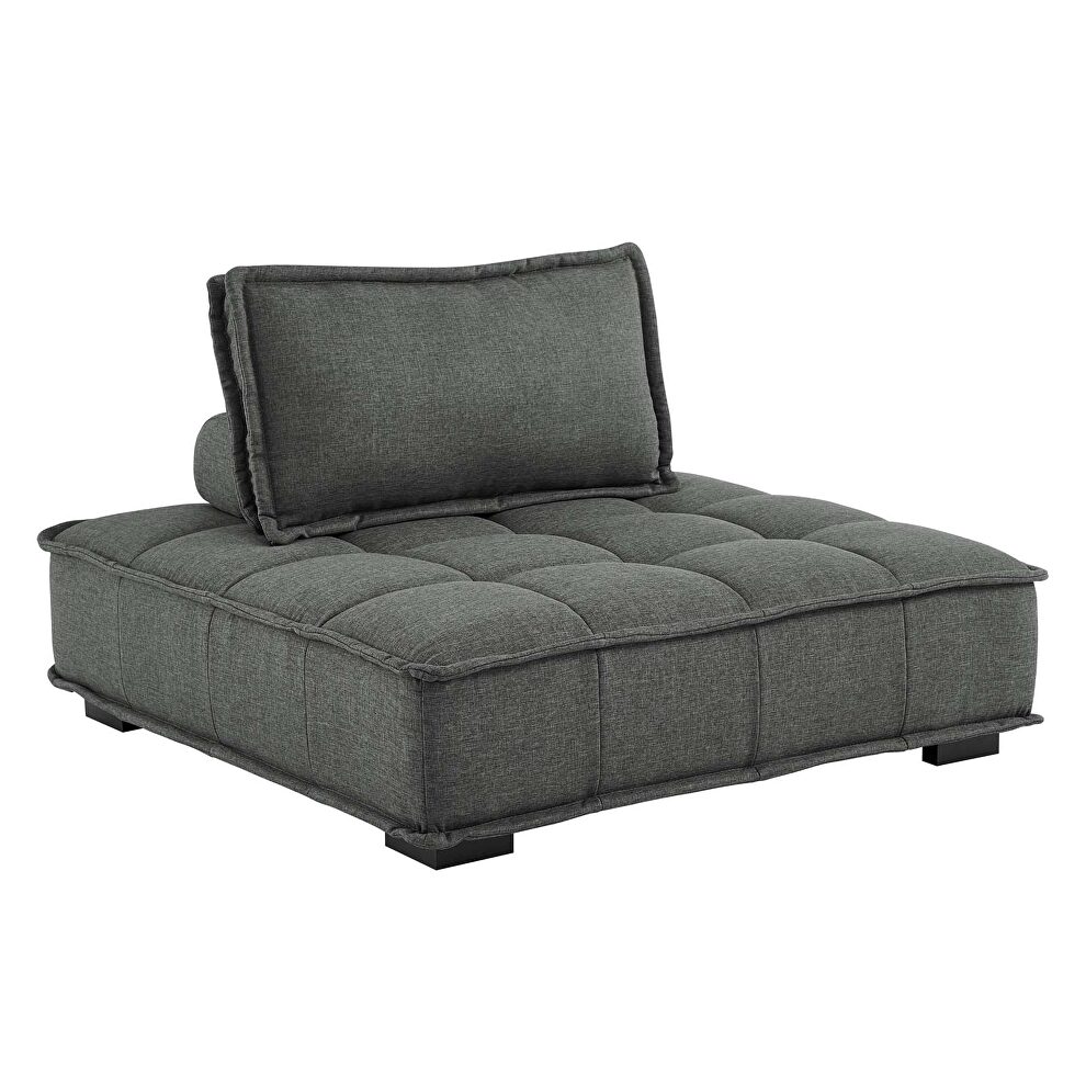 Tufted fabric armless chair in gray by Modway additional picture 9
