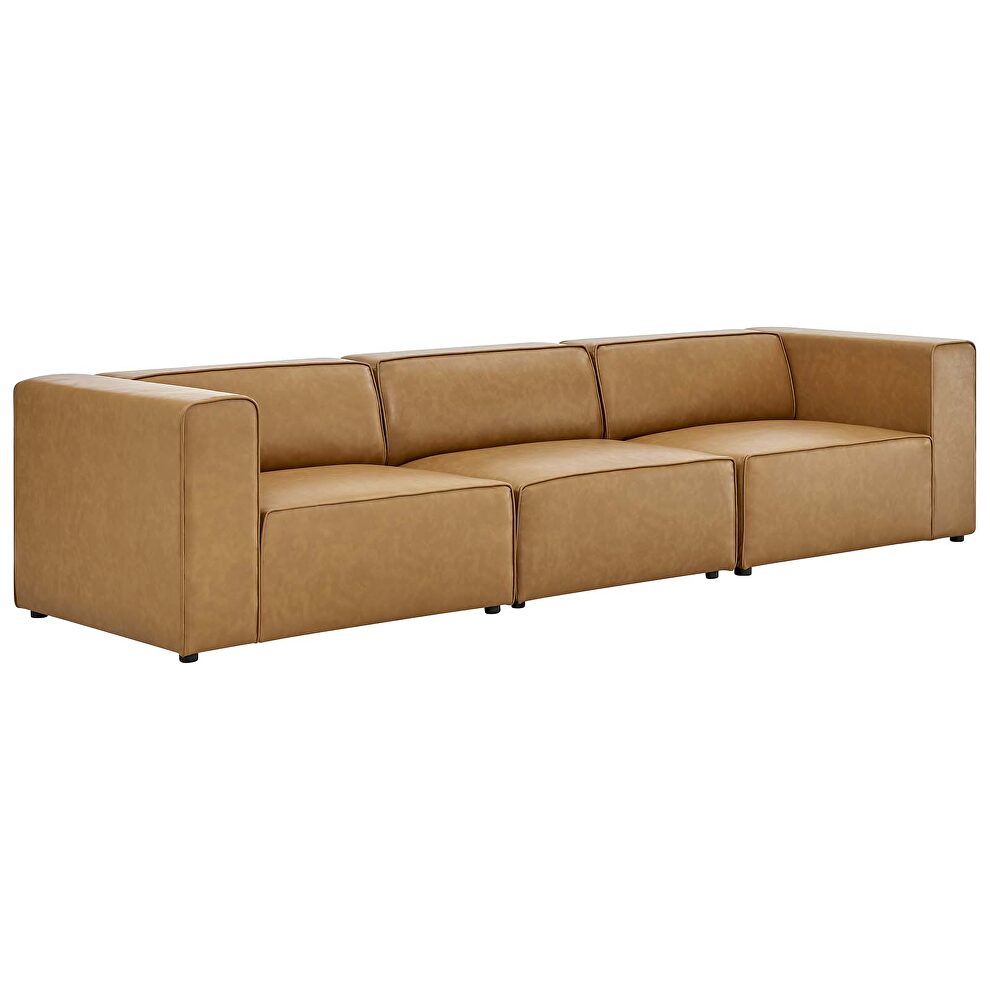 Vegan leather 3-piece sectional sofa in tan by Modway additional picture 10