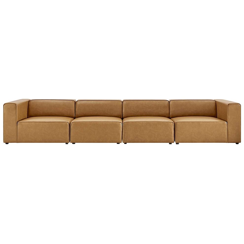 Vegan leather 4-piece sectional sofa in tan by Modway additional picture 9