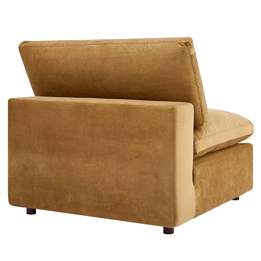 Down filled overstuffed performance velvet 4-piece sectional sofa in cognac by Modway additional picture 12