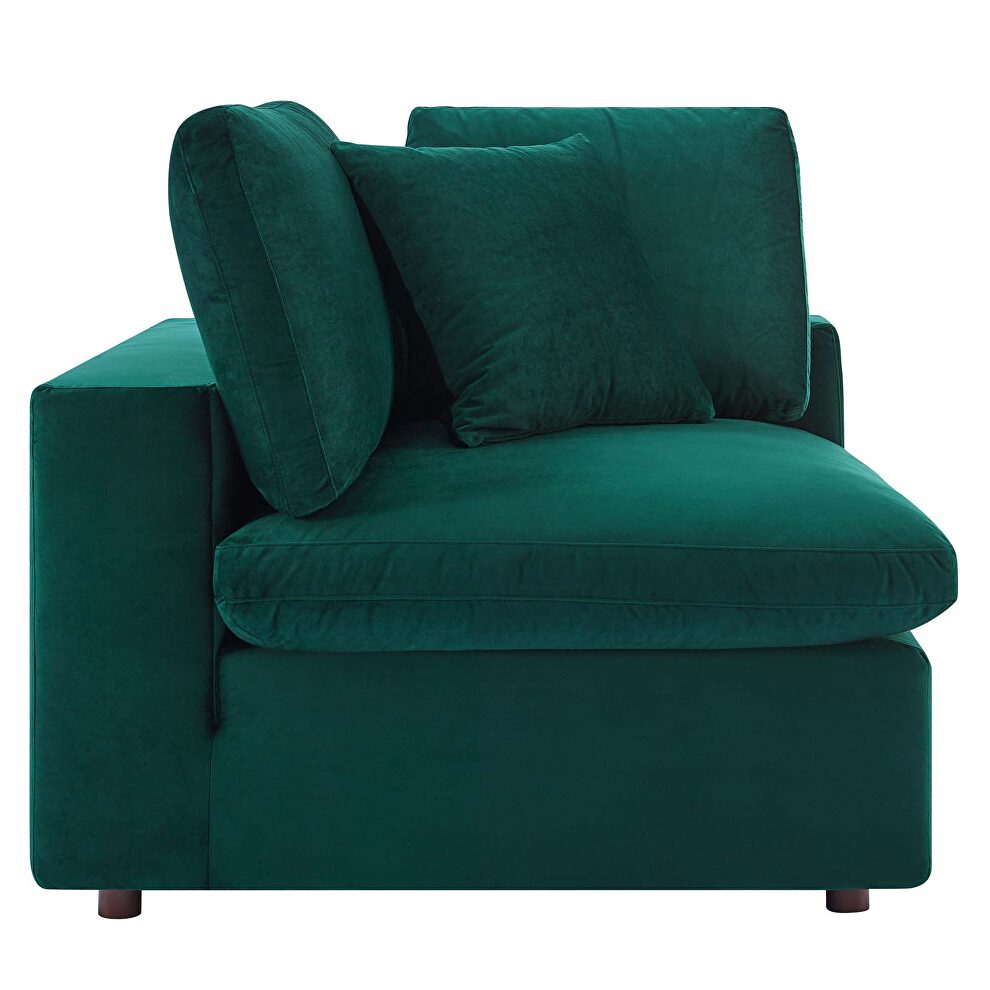 Down filled overstuffed performance velvet 4-piece sectional sofa in green by Modway additional picture 3