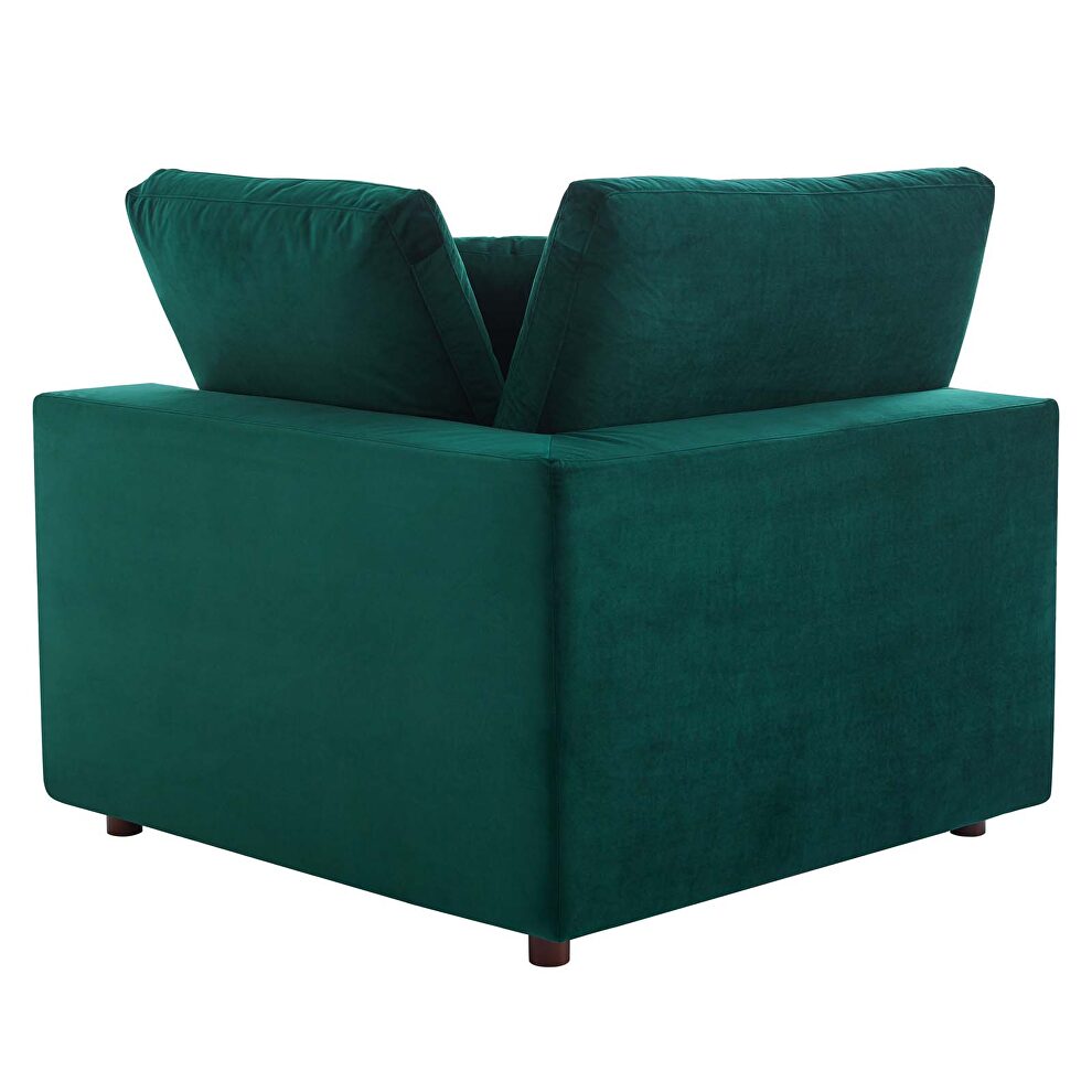 Down filled overstuffed performance velvet 4-piece sectional sofa in green by Modway additional picture 4