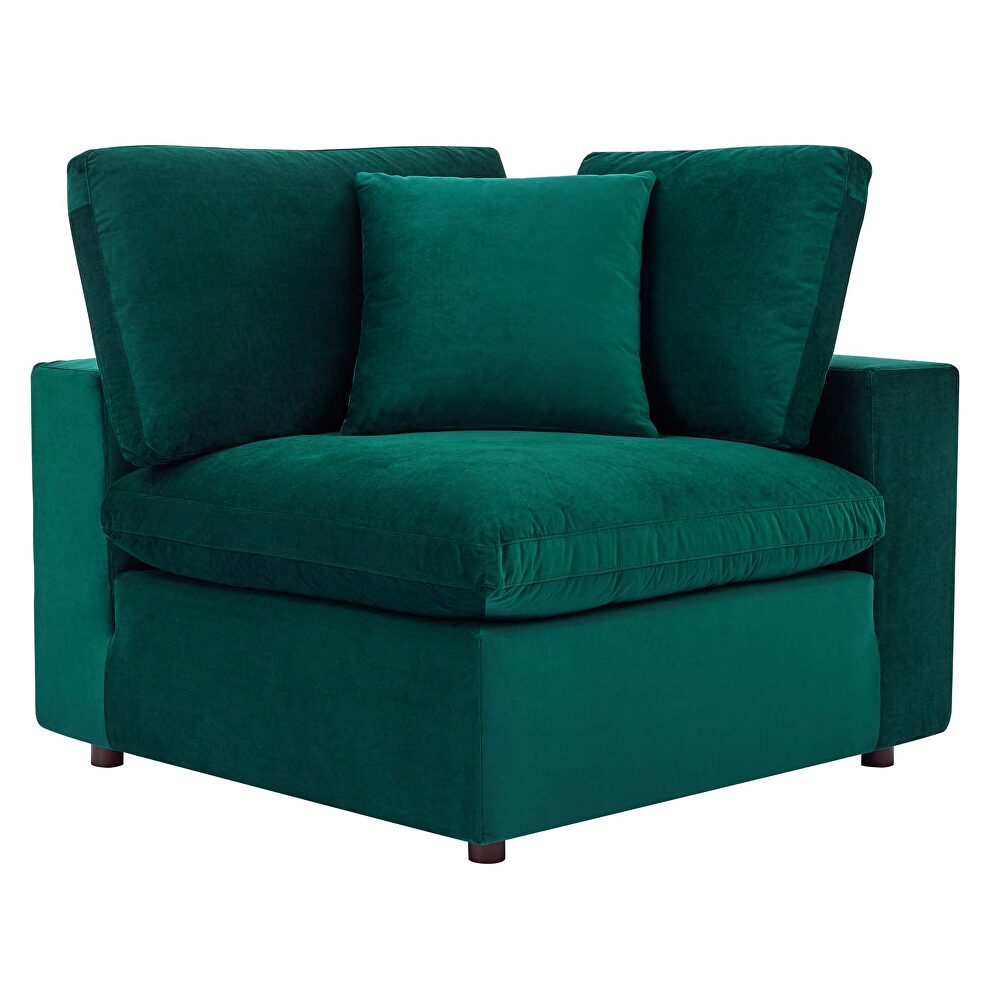 Down filled overstuffed performance velvet 4-piece sectional sofa in green by Modway additional picture 5