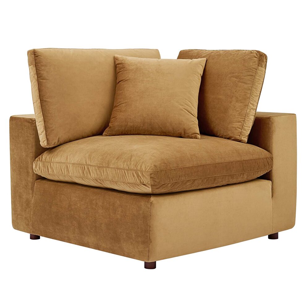 Down filled overstuffed performance velvet 6-piece sectional sofa in cognac by Modway additional picture 5
