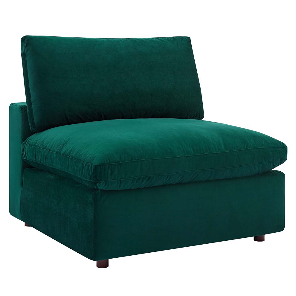 Down filled overstuffed performance velvet 5-piece sectional sofa in green by Modway additional picture 5