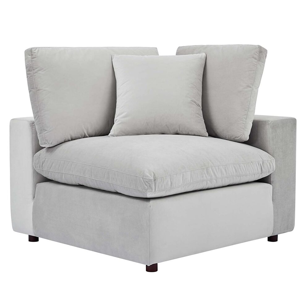 Down filled overstuffed performance velvet 5-piece sectional sofa in light gray by Modway additional picture 8