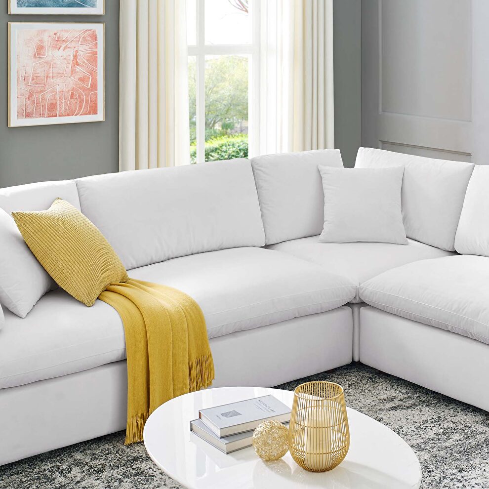 Down filled overstuffed performance velvet 8-piece sectional sofa in white by Modway additional picture 11