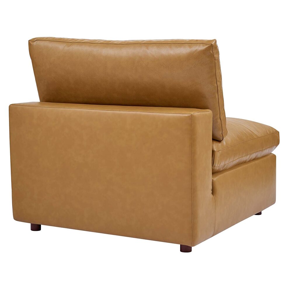 Down filled overstuffed vegan leather 3-seater sofa in tan by Modway additional picture 6