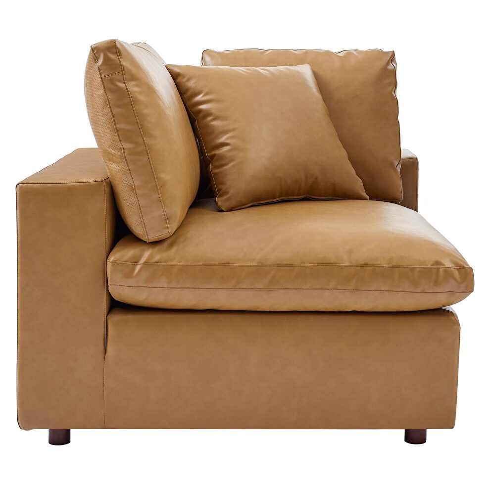 Down filled overstuffed vegan leather 4-piece sectional sofa in tan by Modway additional picture 12