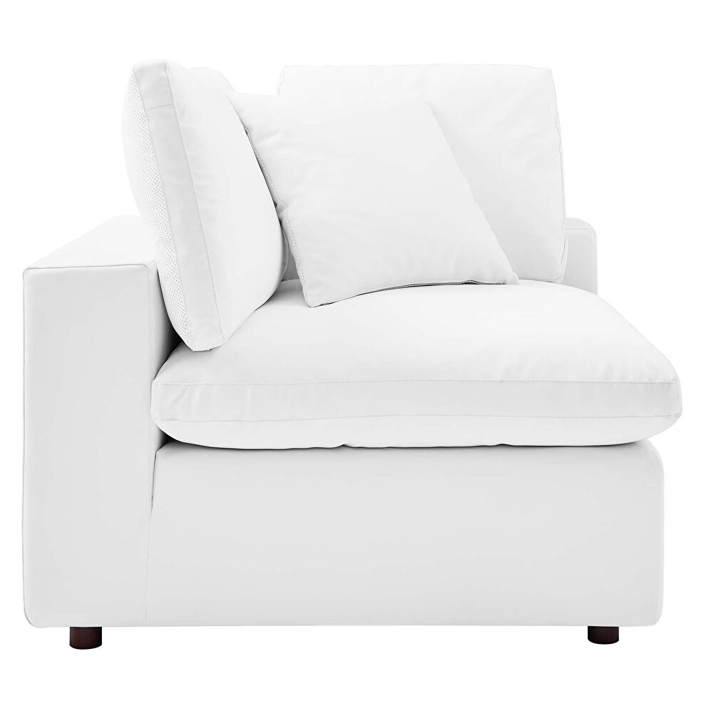 Down filled overstuffed vegan leather 4-seater sofa in white by Modway additional picture 4