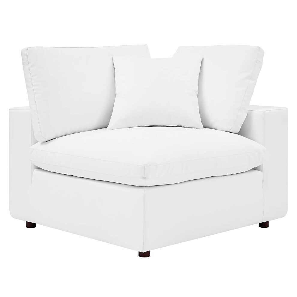 Down filled overstuffed vegan leather 4-seater sofa in white by Modway additional picture 6