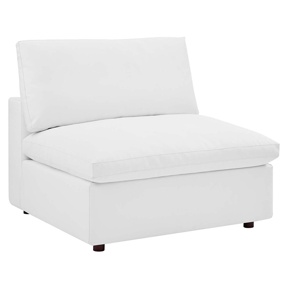 Down filled overstuffed vegan leather 4-seater sofa in white by Modway additional picture 8