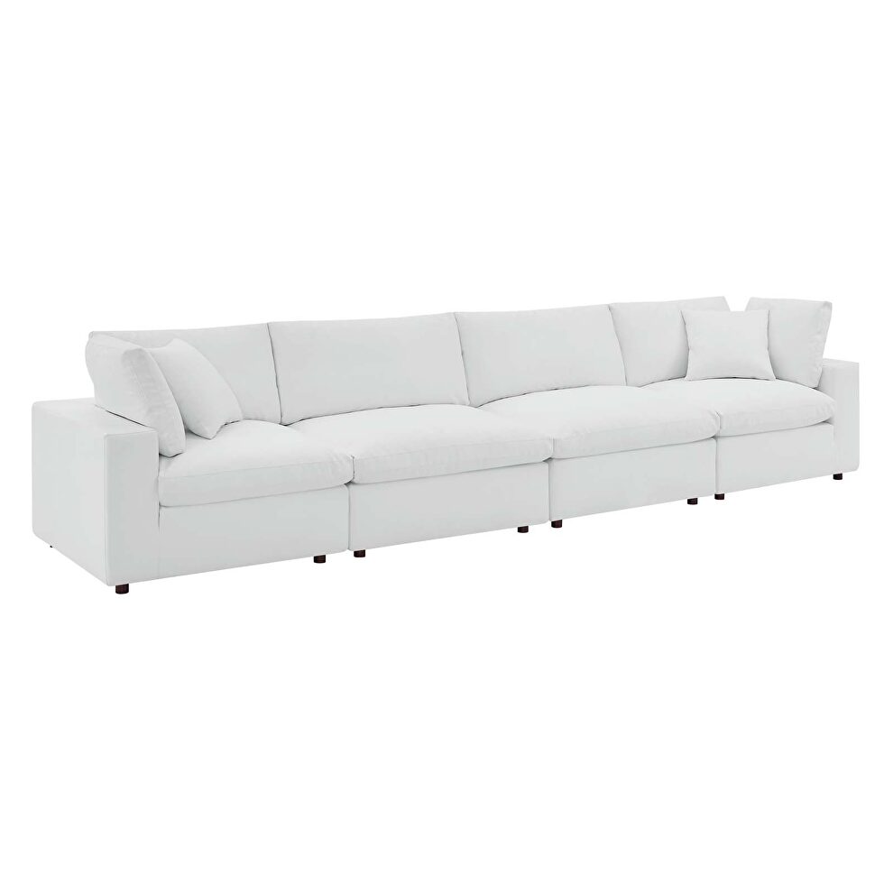 Down filled overstuffed vegan leather 4-seater sofa in white by Modway additional picture 9