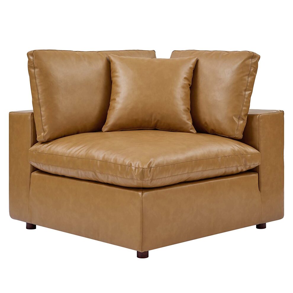 Down filled overstuffed vegan leather 5-piece sectional sofa in tan by Modway additional picture 2