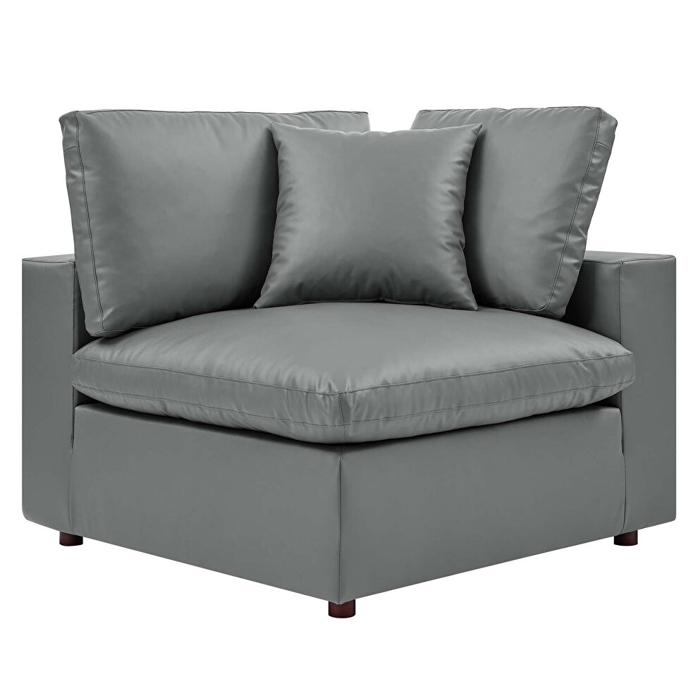 Down filled overstuffed vegan leather 5-piece sectional sofa in gray by Modway additional picture 5