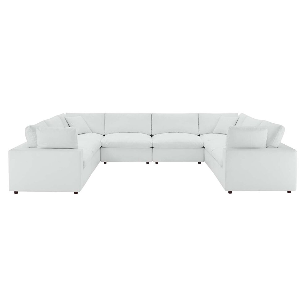 Down filled overstuffed vegan leather 8-piece sectional sofa in white by Modway additional picture 10