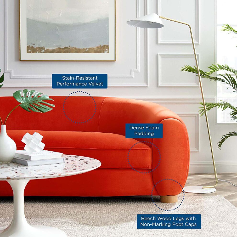 Performance velvet sofa in orange by Modway additional picture 3