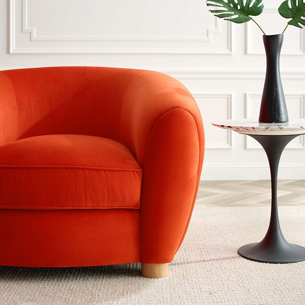 Performance velvet armchair in orange by Modway additional picture 2