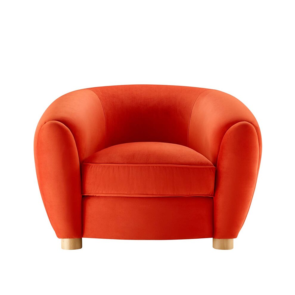 Performance velvet armchair in orange by Modway additional picture 4