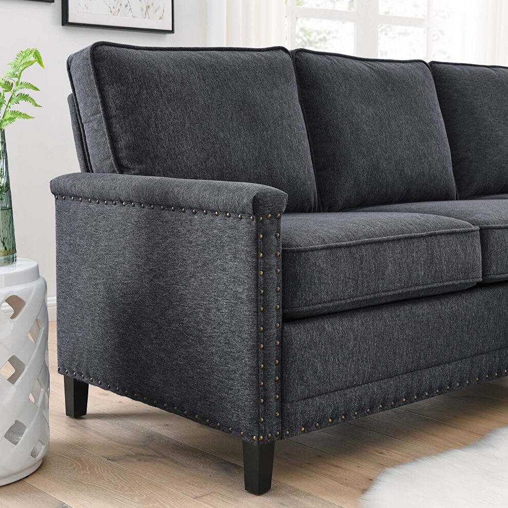 Upholstered fabric sectional sofa in charcoal by Modway additional picture 2