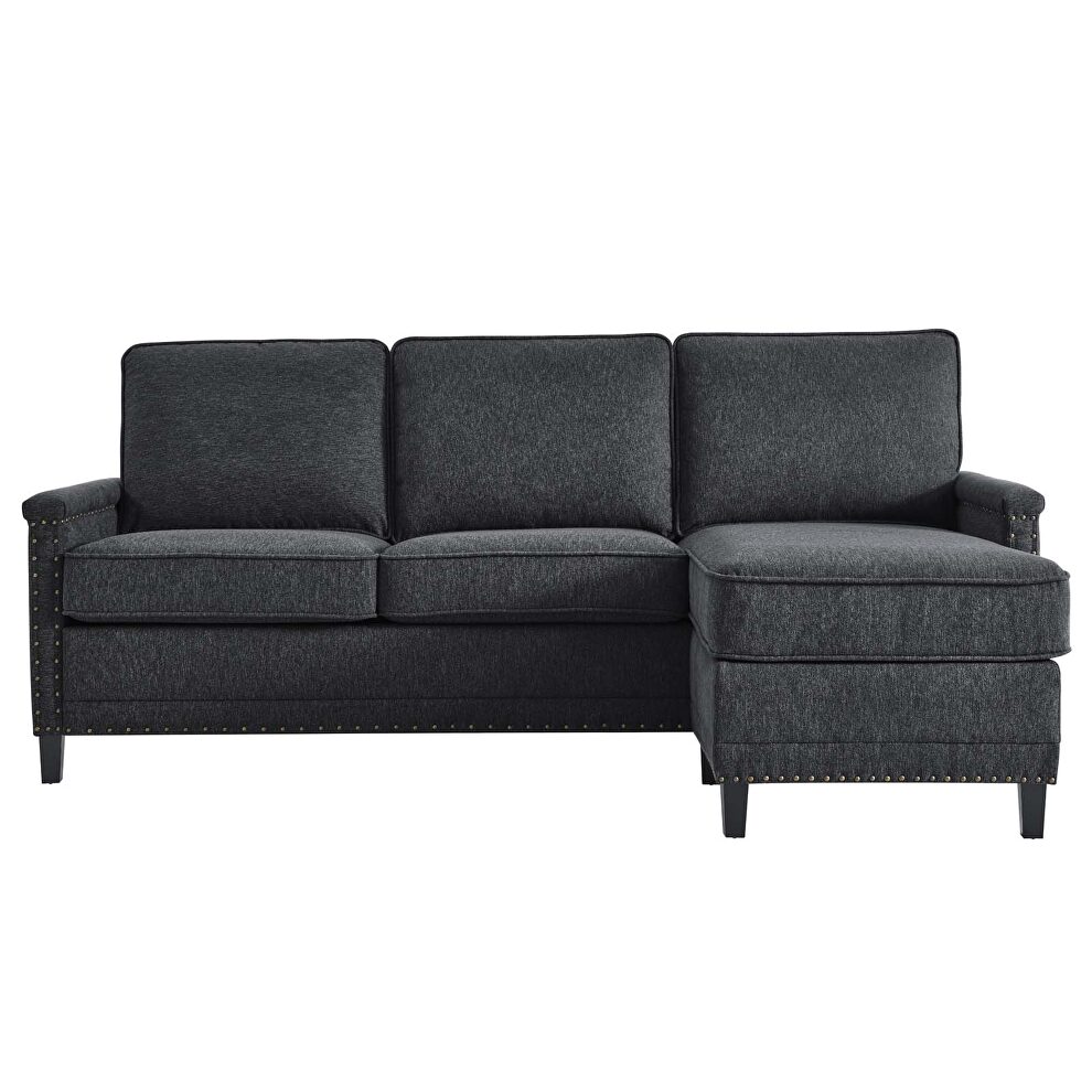 Upholstered fabric sectional sofa in charcoal by Modway additional picture 4