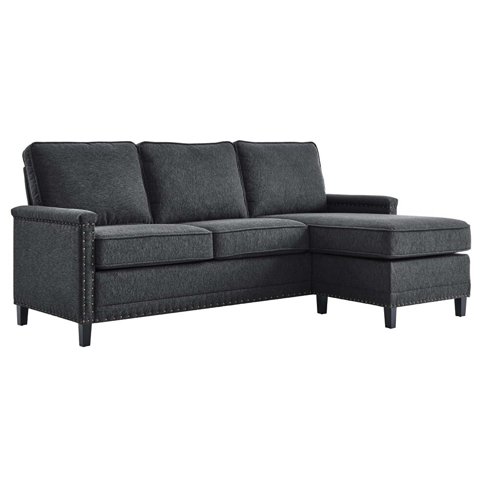 Upholstered fabric sectional sofa in charcoal by Modway additional picture 7