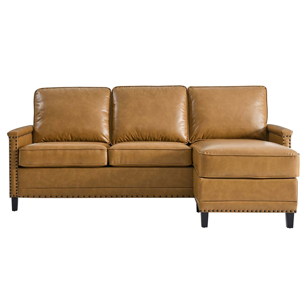 Vegan leather sectional sofa in tan by Modway additional picture 4