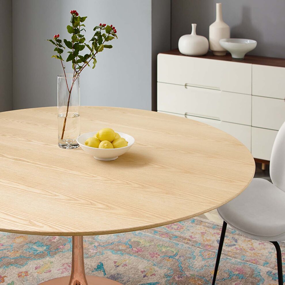 Wood dining table in rose natural by Modway additional picture 3