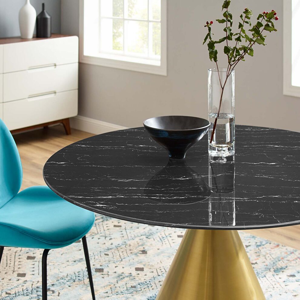Artificial marble dining table in gold black by Modway additional picture 3