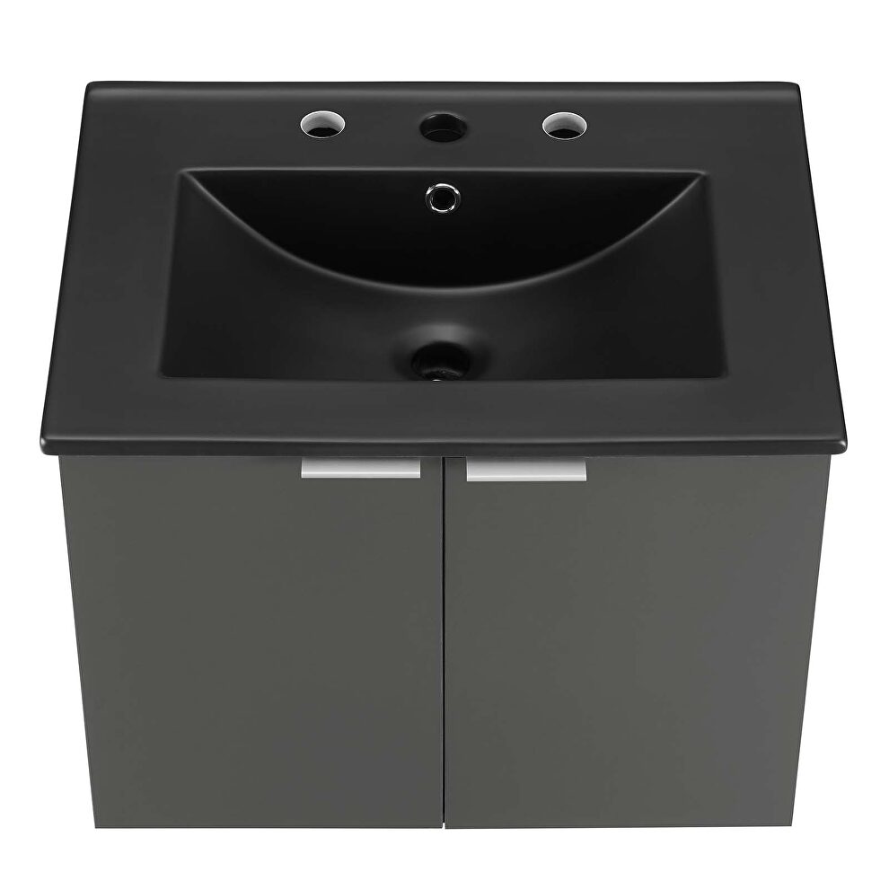 Wall-mount bathroom vanity in gray black by Modway additional picture 5