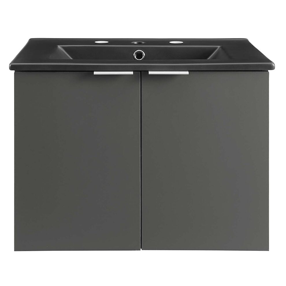 Wall-mount bathroom vanity in gray black by Modway additional picture 9
