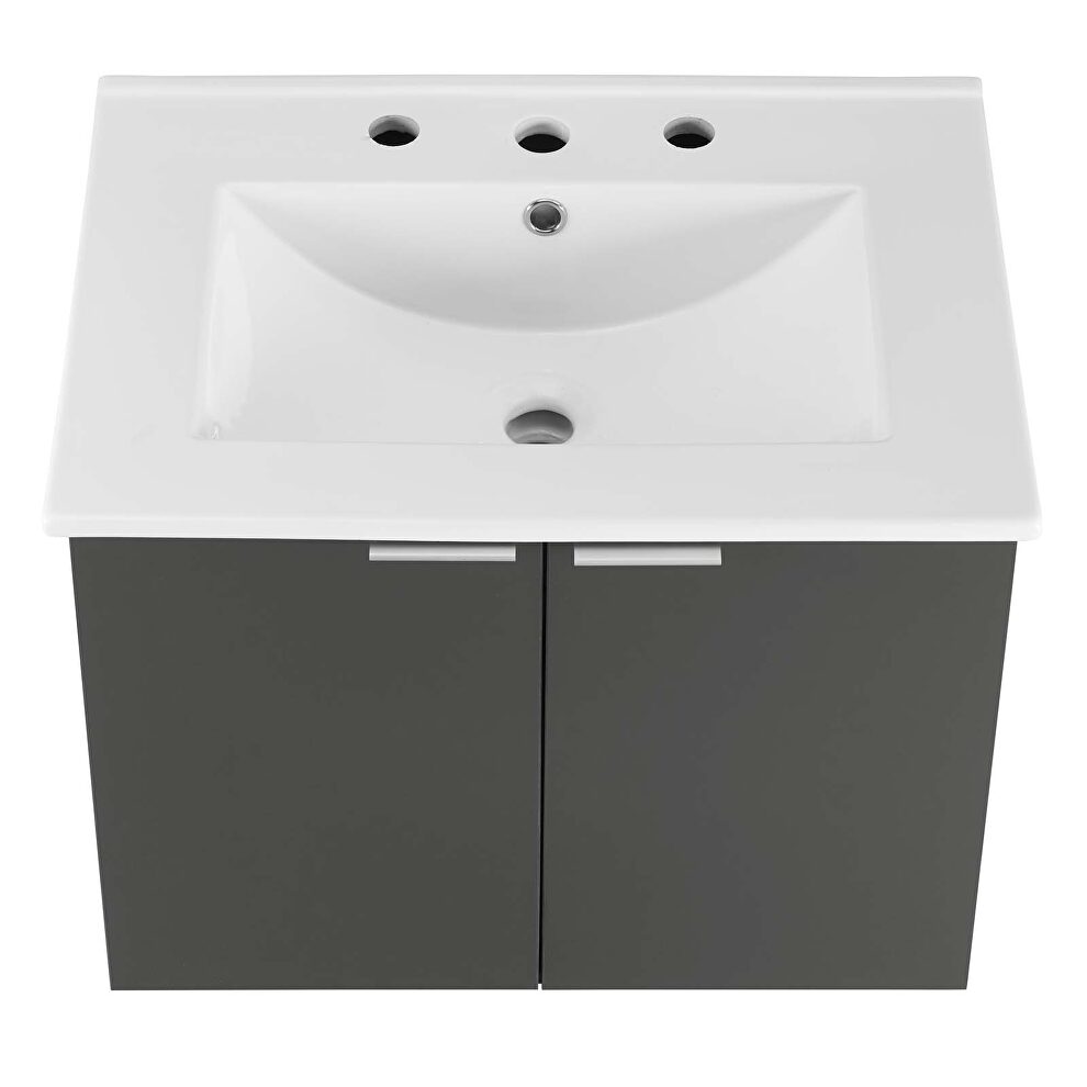 Wall-mount bathroom vanity in gray white by Modway additional picture 5