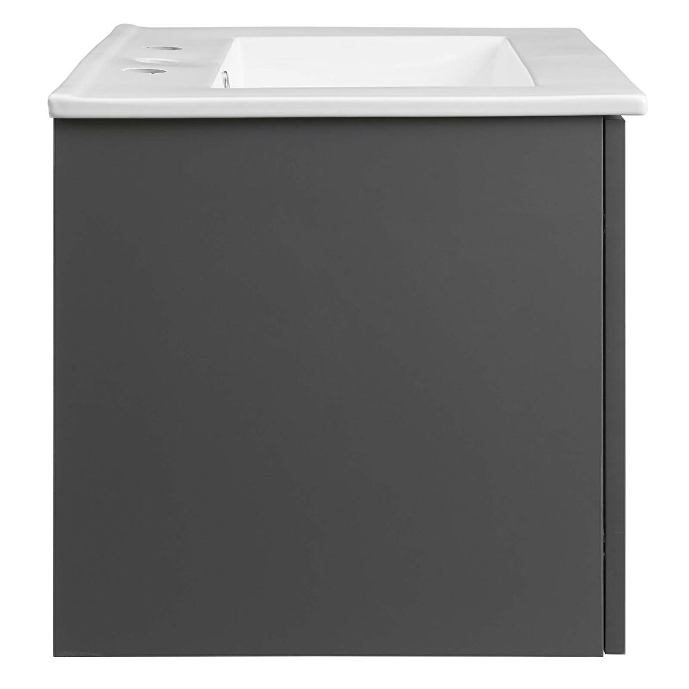 Wall-mount bathroom vanity in gray white by Modway additional picture 6
