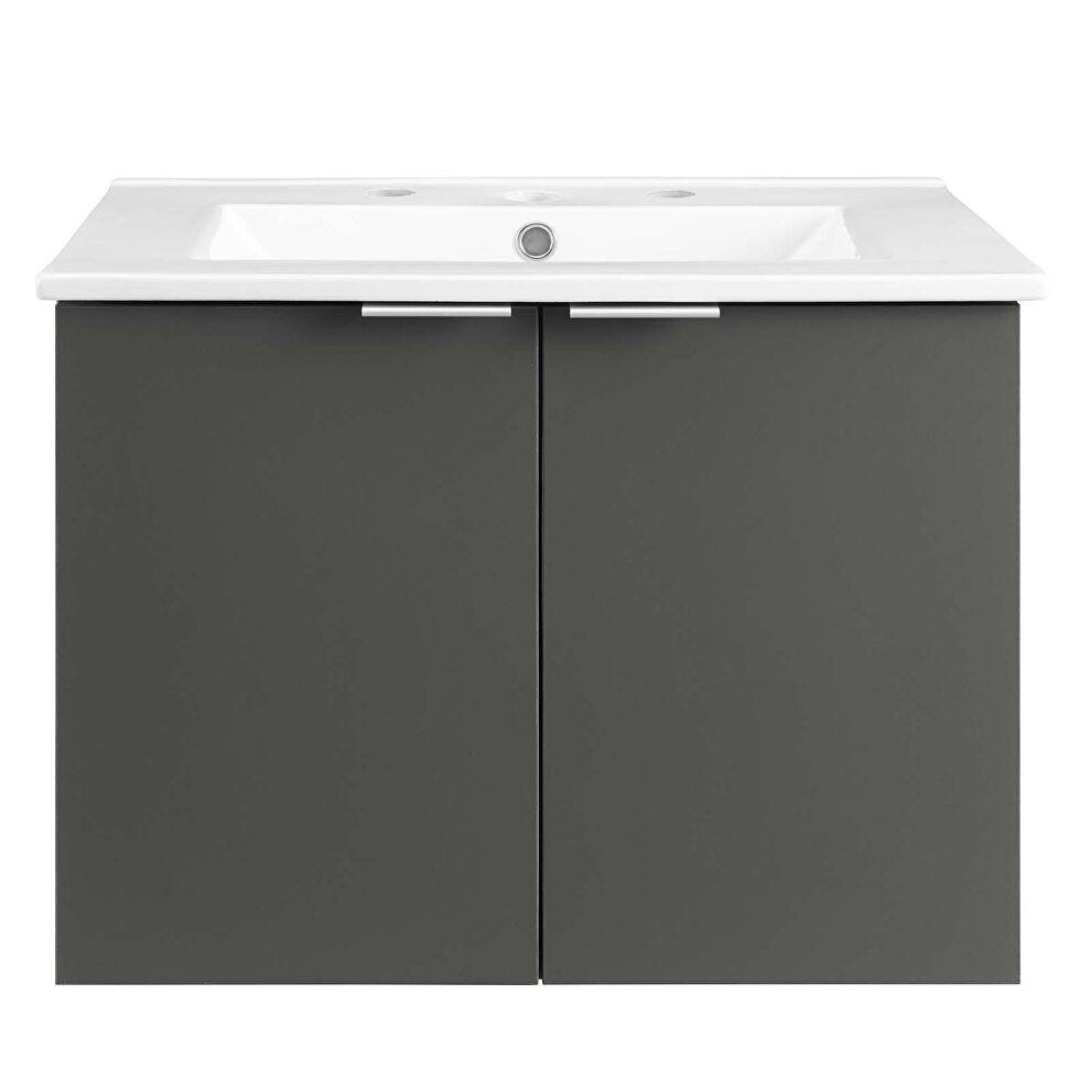 Wall-mount bathroom vanity in gray white by Modway additional picture 9