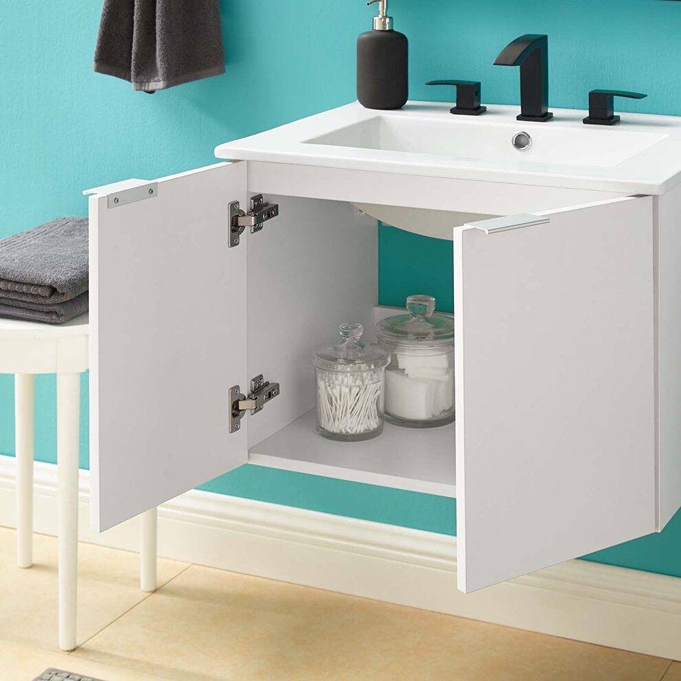 Wall-mount bathroom vanity in white by Modway additional picture 11
