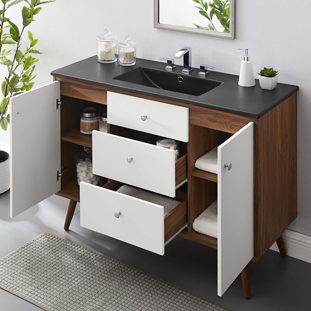 Single sink bathroom vanity in walnut black by Modway additional picture 2
