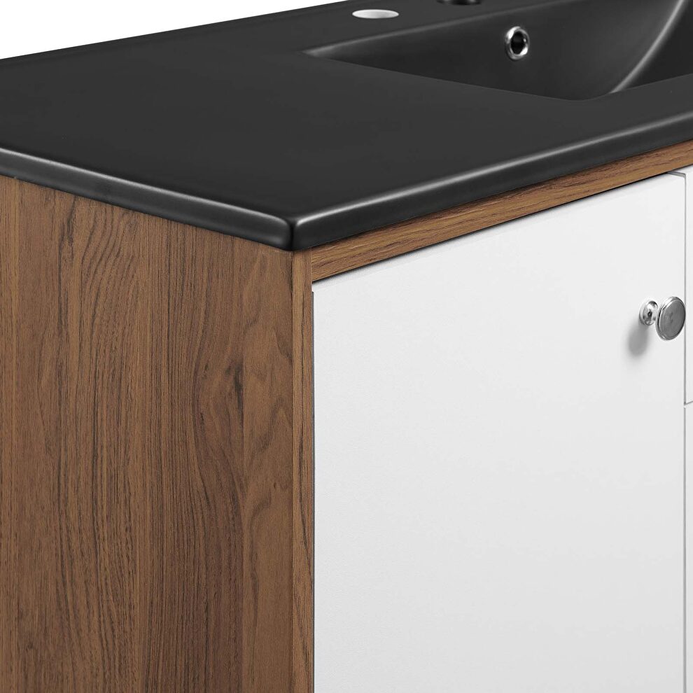 Single sink bathroom vanity in walnut black by Modway additional picture 4