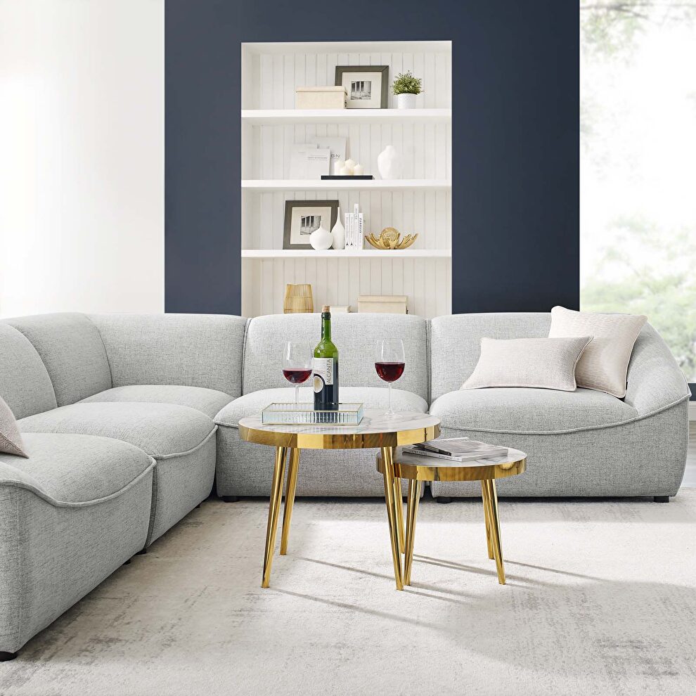 5-piece sectional sofa in light gray by Modway additional picture 11