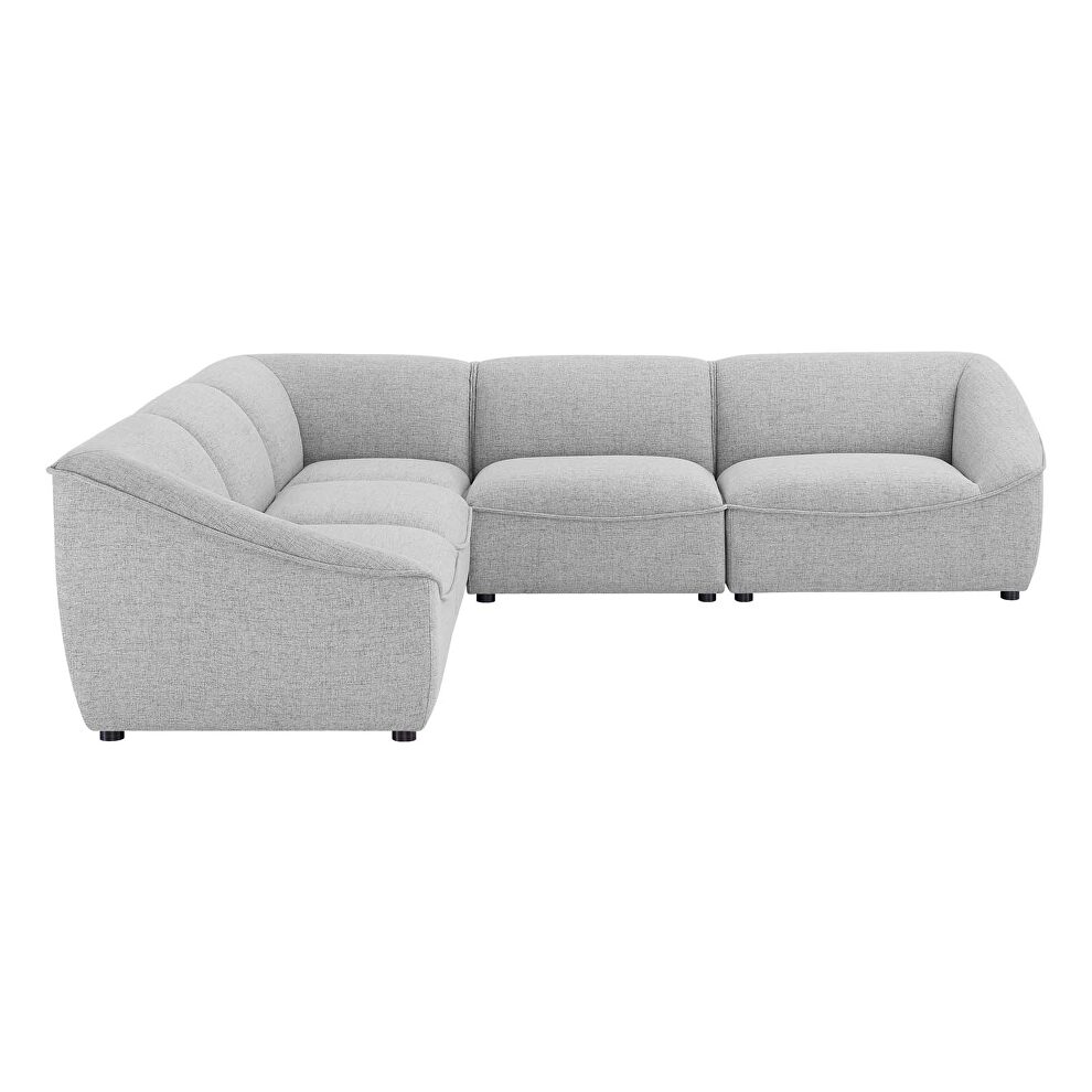 5-piece sectional sofa in light gray by Modway additional picture 9