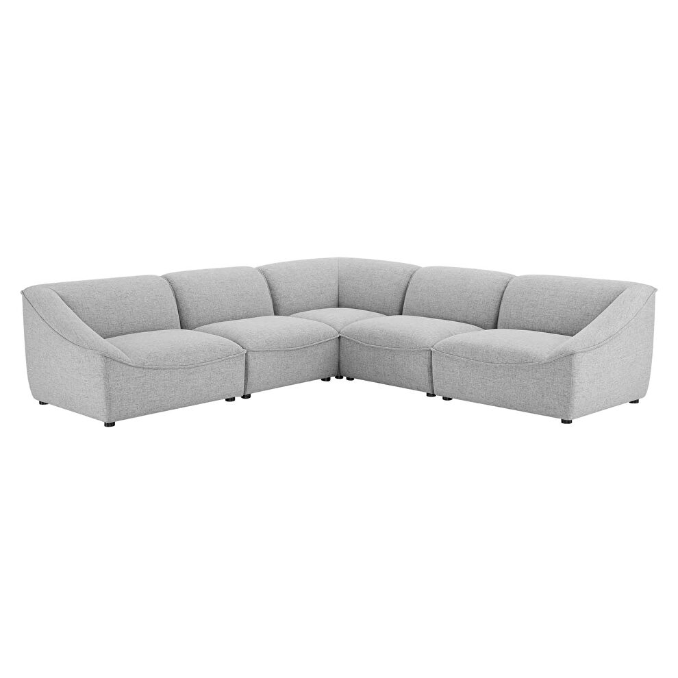 5-piece sectional sofa in light gray by Modway additional picture 10