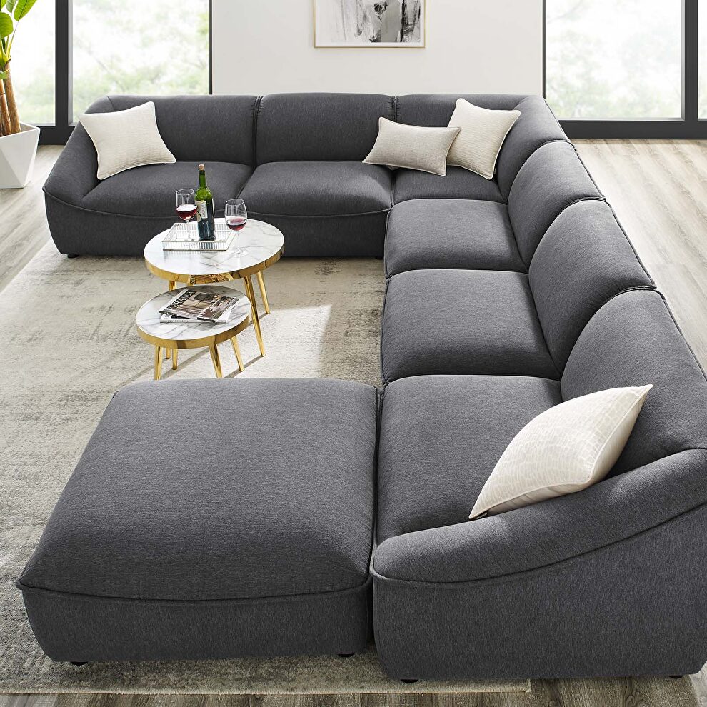 7-piece sectional sofa in charcoal by Modway additional picture 11