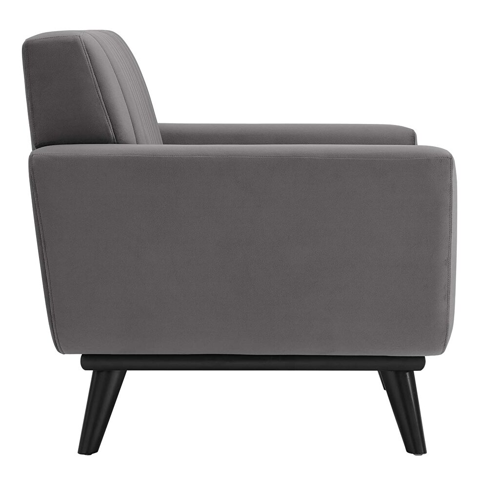 Channel tufted performance velvet armchair in gray by Modway additional picture 4