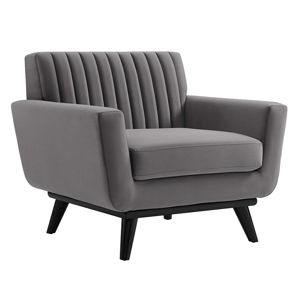 Channel tufted performance velvet armchair in gray by Modway additional picture 7