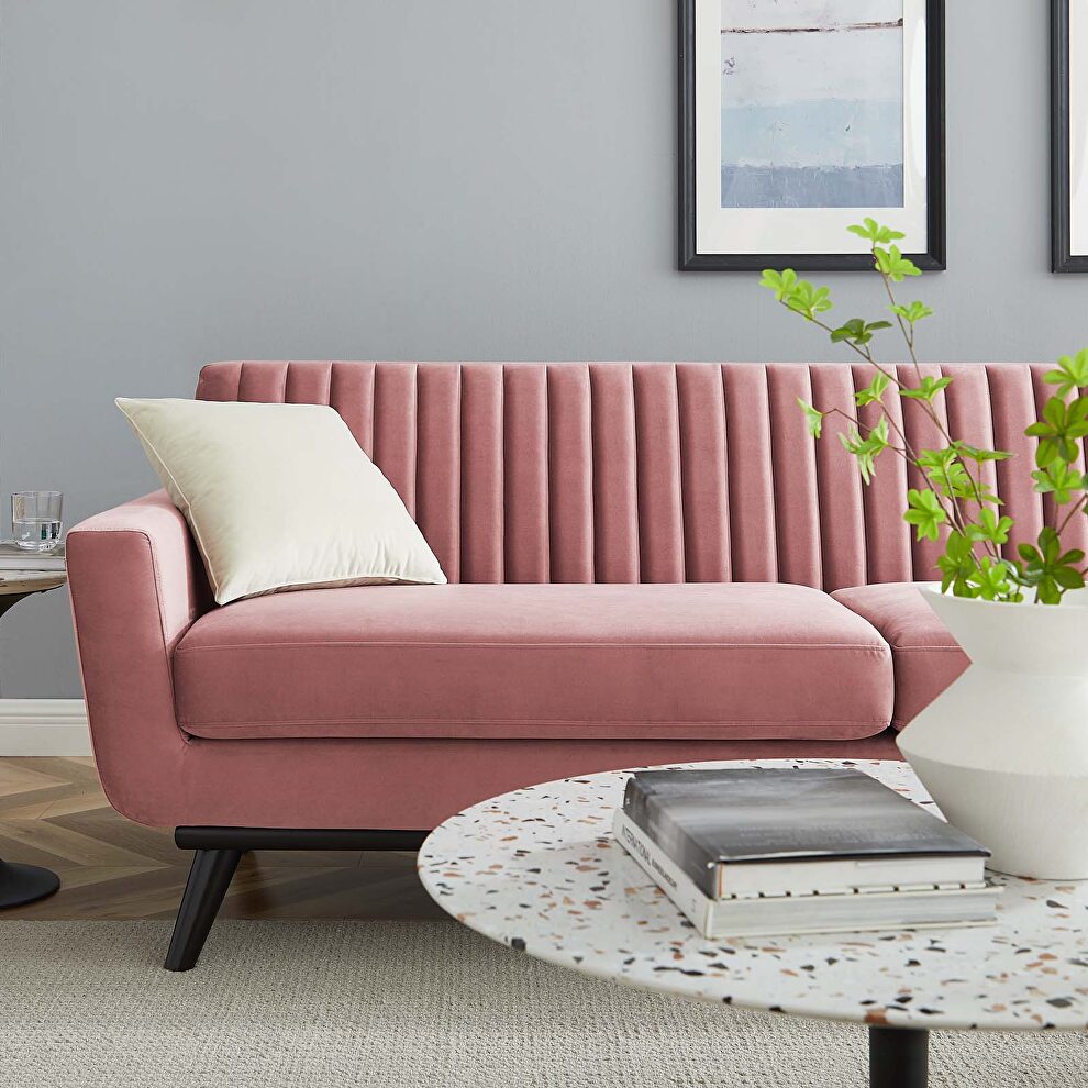 Channel tufted performance velvet sofa in dusty rose by Modway additional picture 3