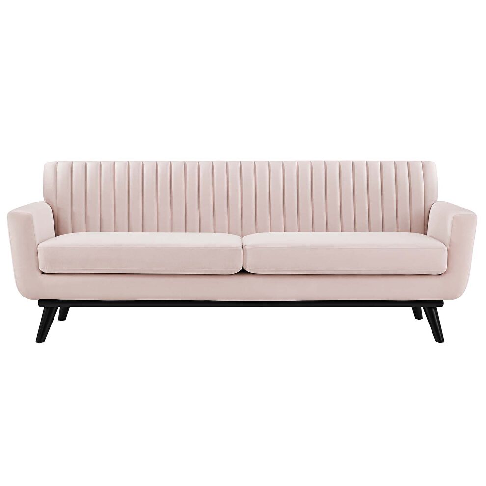 Channel tufted performance velvet sofa in pink by Modway additional picture 6