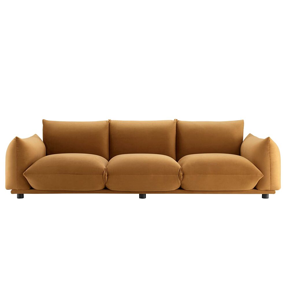Performance velvet sofa in cognac by Modway additional picture 4
