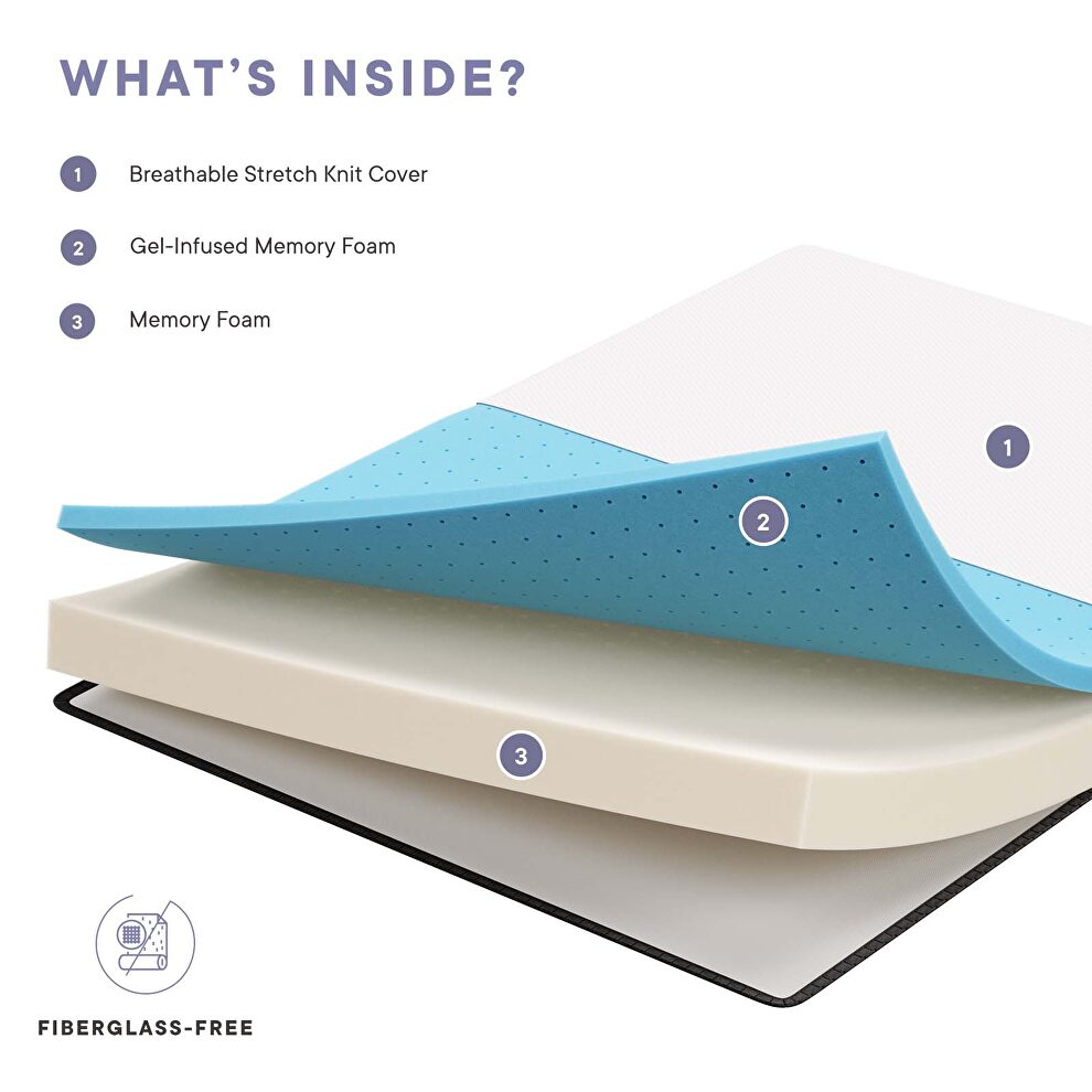 Twin gel-infused memory foam mattress by Modway additional picture 2