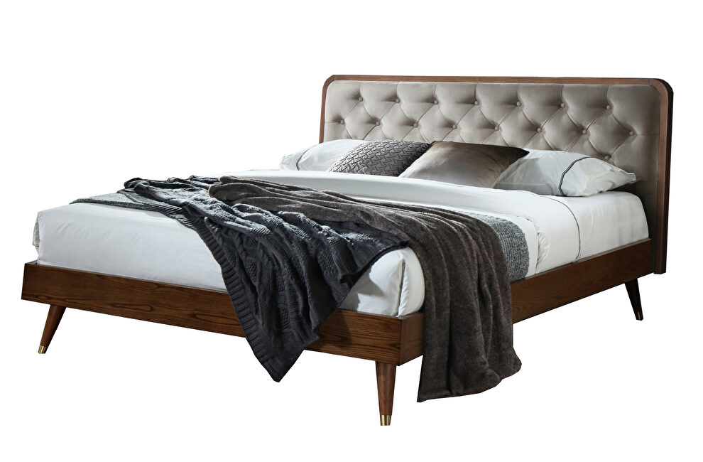 Mid-century modern queen platform bed in gray by New Spec additional picture 2