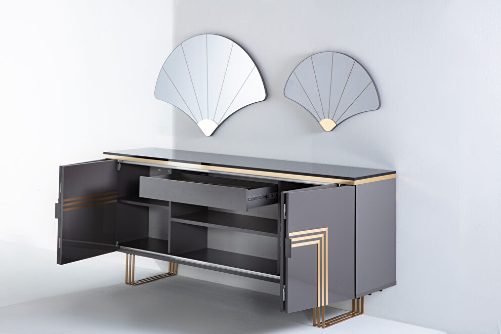 Contemporary glossy gray / gold buffet by Istikbal additional picture 3