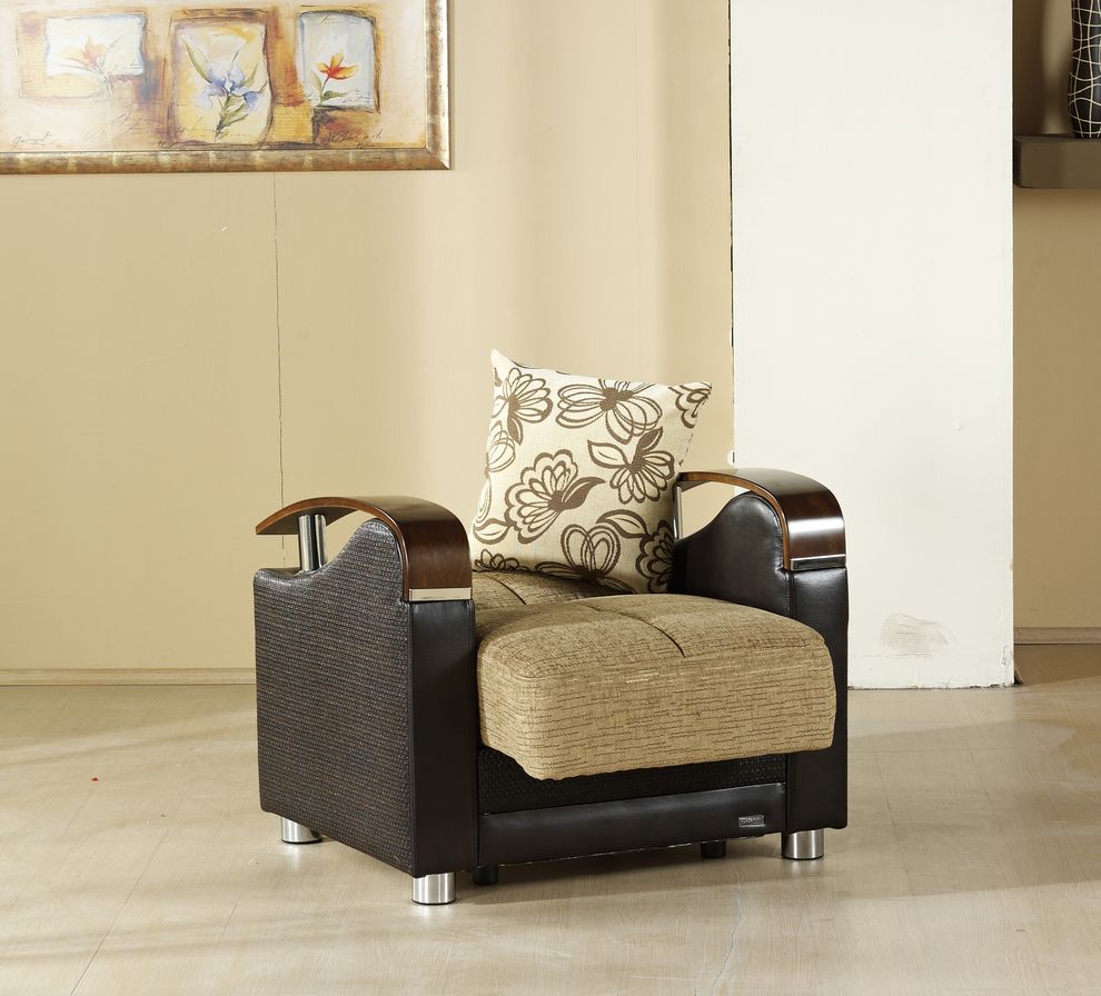 Fulya brown micro suede storage chair by Istikbal additional picture 3